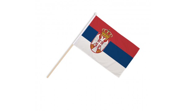 Serbia Crest Hand Flags